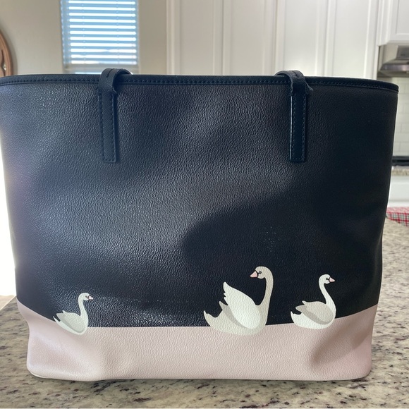 Kate Spade Black and Pink Swan Tote Bag - Picture 4 of 15